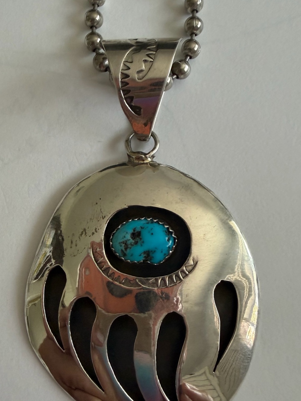 Sterling Silver Turquoise Pendant Necklace - Blue Stone